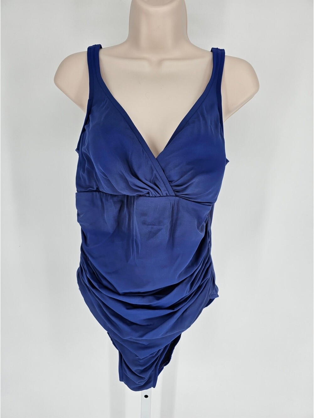 Croft & Barrow Womens Sz 12 One Piece Swimsuit Solid Purple V Neck